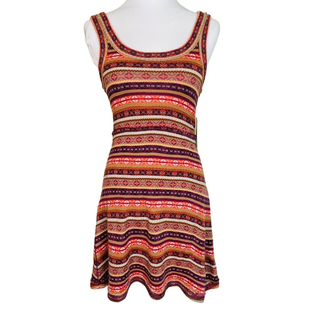 Free People Passion Fruit Striped Knit Dress Size Small NWT